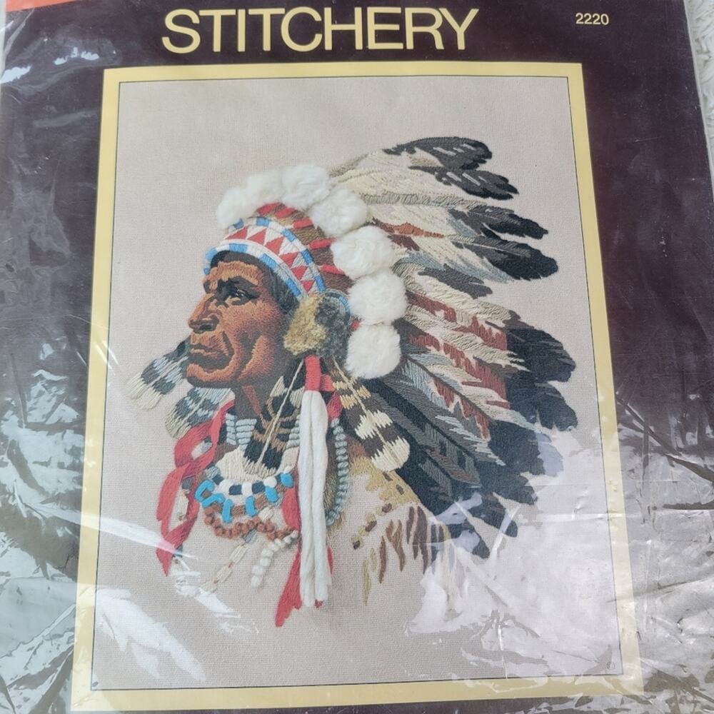 Sunset Stitchery Indian Chief Kit Vintage NEW - Picture 3 of 5